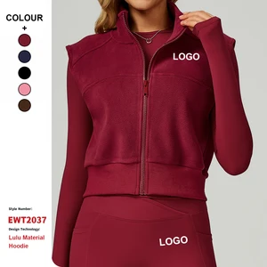 Custom High-Quality Autumn Winter Jacket Plush Vest Sleeveless Zip-Up Sports Vest Women Outdoor Running Sports Zipper Tops