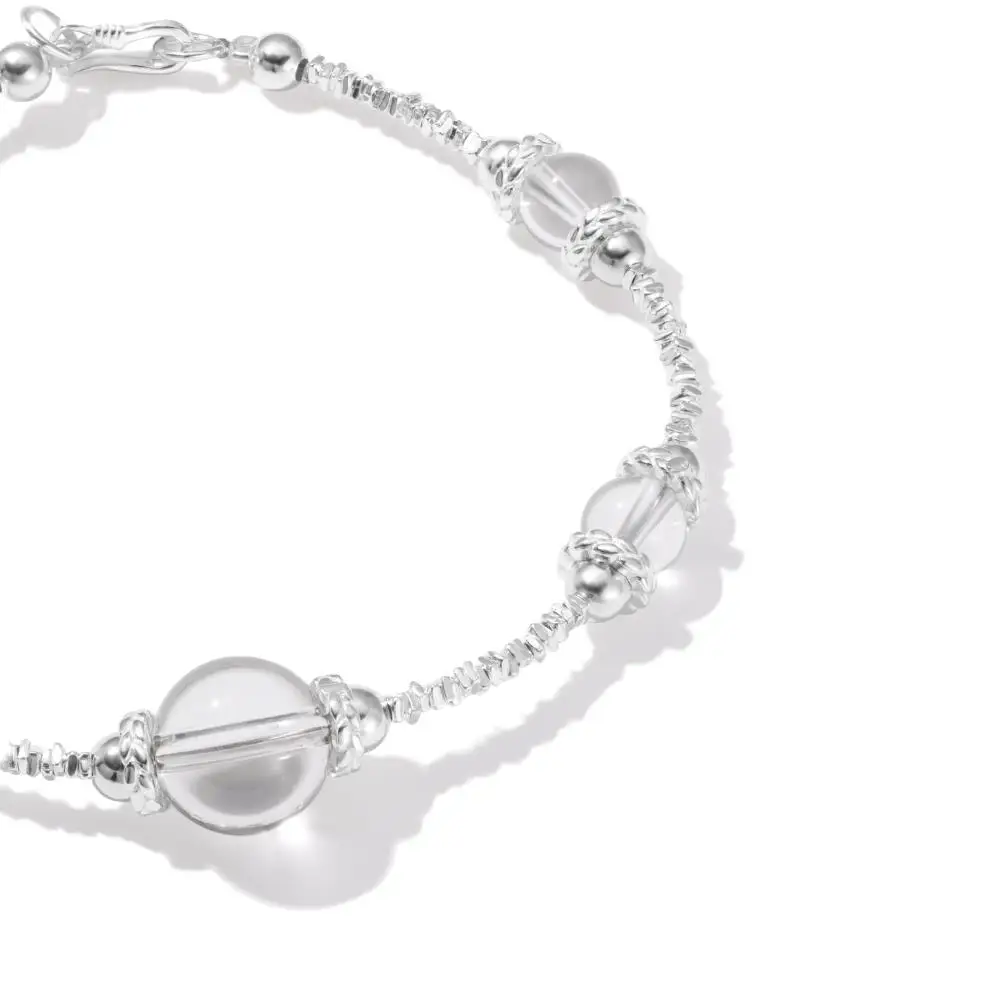 KAKODIY Daily Clear Crystal Beaded Charm 925 Sterling Silver Women's Bracelet Jewelry detail 1