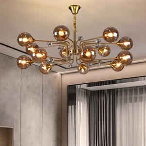 JACKSUN Nordic Iron Chandelier E27 Adjustable Height Modern Simple Magic Bean Molecule Restaurant Living Room Pendant Lamp