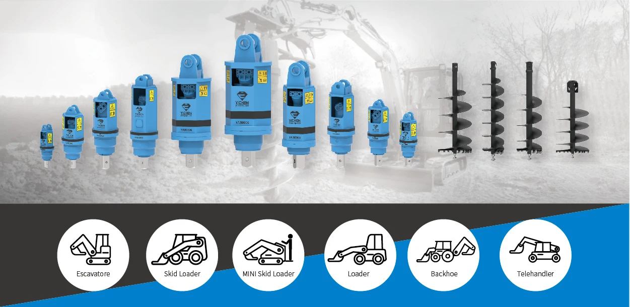 YA18000 Maximum Drilling Depth up to 12 Meters Spiral Type Landscape Construction Earth Drill for Construction Equipment details