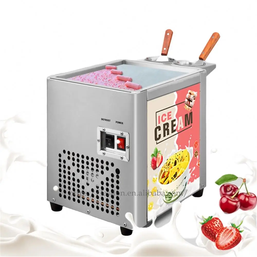 Cheap Mini Electronic Squared Mobile Pan Plate Street Small Fried Ice Cream Roll Machine Fried Ice Cream Roll Machine