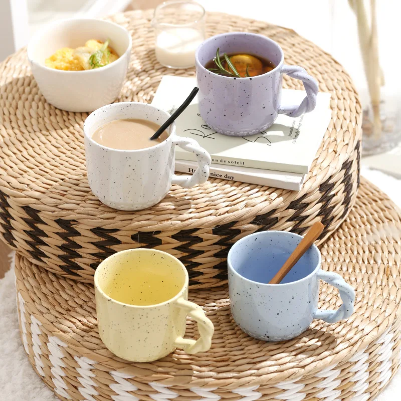 Unique Embossed Flower Splashink Braid Handle Custom Milk Cereal