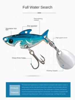 Cheery Skimming Shark Whirlwind Bait Bionic Bass Lures Big-Mouth Iron Plate Far-Cast Sequin Vib Metal False Bait for Bottom – Metal Jig – view 4