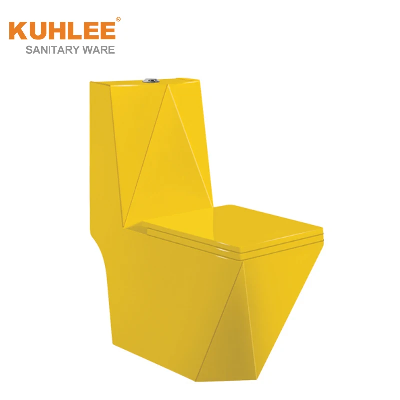 Wholesale Colored Bathroom Wc Floor Standing Yellow Golden Blue diamond Washdown One Piece Toilet