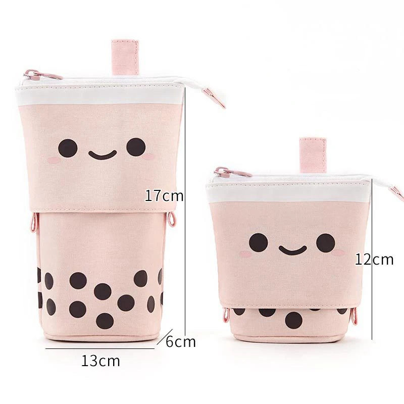 Hot Sale School Creative Drop-down Stackable Round Canvas Telescopic Pencil Bag