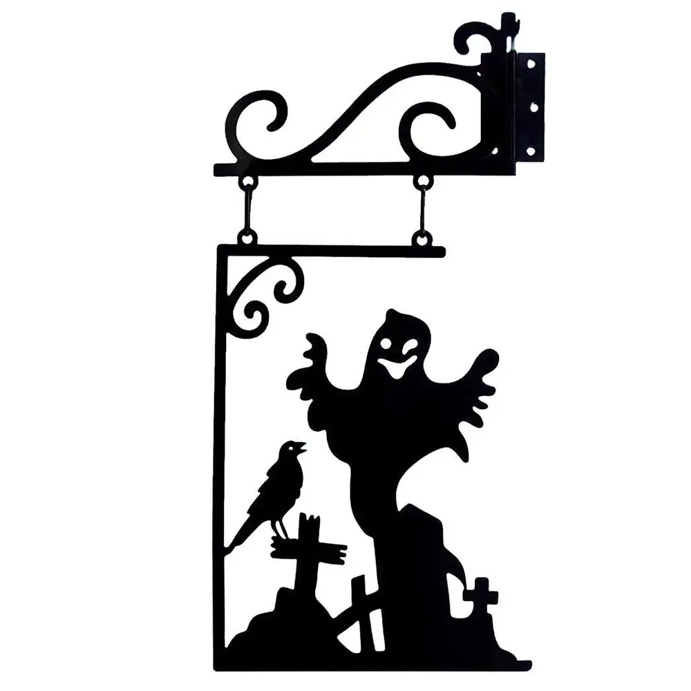 Metal Black Cat Witch Ghost Silhouette Sign