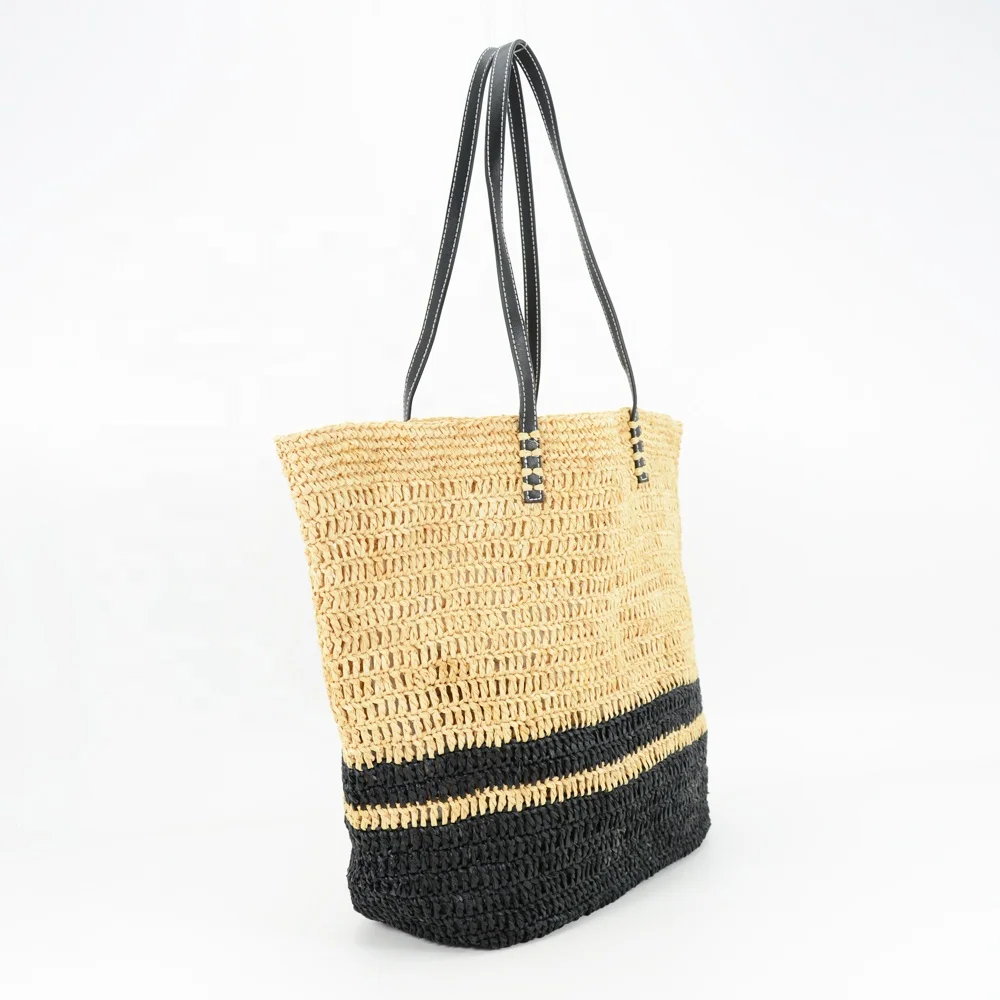 Borsa Spiaggia In Paglia Intrecciata - Tote Bohémien Con Perline Colorate