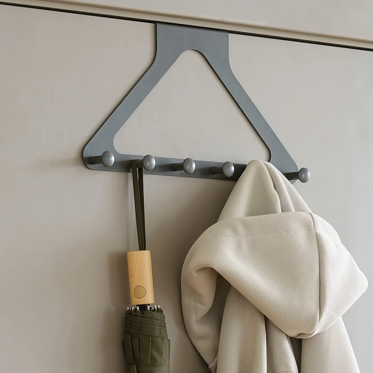 Foldable 6-Hook Non-Drilling Bathroom Rack