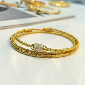 0.683 Carat Lab-Grown Diamond 18K Solid Gold Multi-Wrap Bracelet Circling Setting IGI/GIA Certified Luxury Jewelry for Women