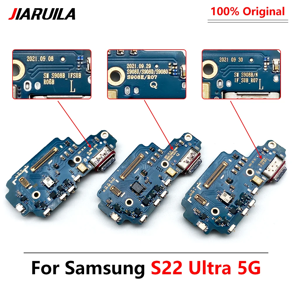 Original USB Charging Port Connector Board Plug Dock Flex Cable for Samsung S22 Plus S22 Ultra S908B S908U S901B S901U S906B