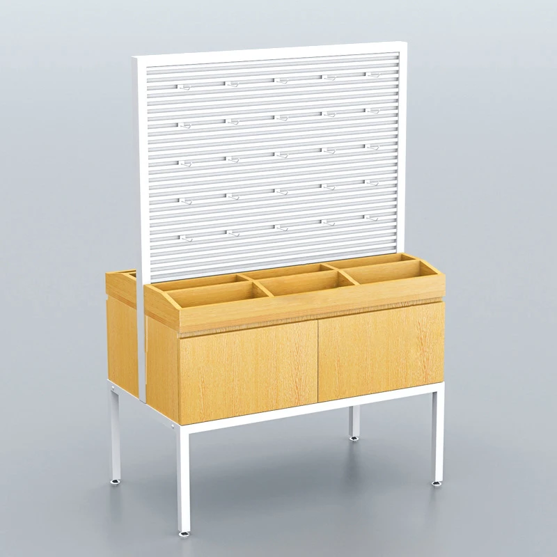 Ready Made Display Shelf MDF Mobile Phone Accessories  Mdf Panel Toy Snacks Slatwall Display Wooden Display Rack for Store