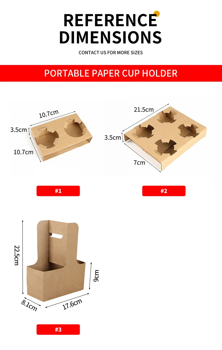 product custom eco friendly disposable cardboard coffee tea cup holder tray recyclable takeaway double wall utility carrier handle-6