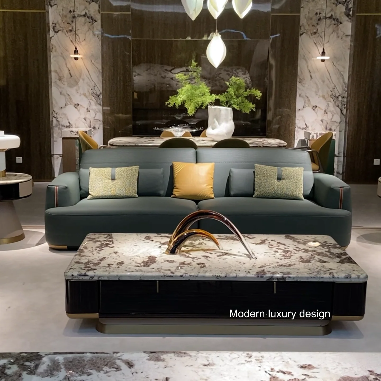 Luxury Villa House Living Room Furniture Modern Leather Sofa Set And ...