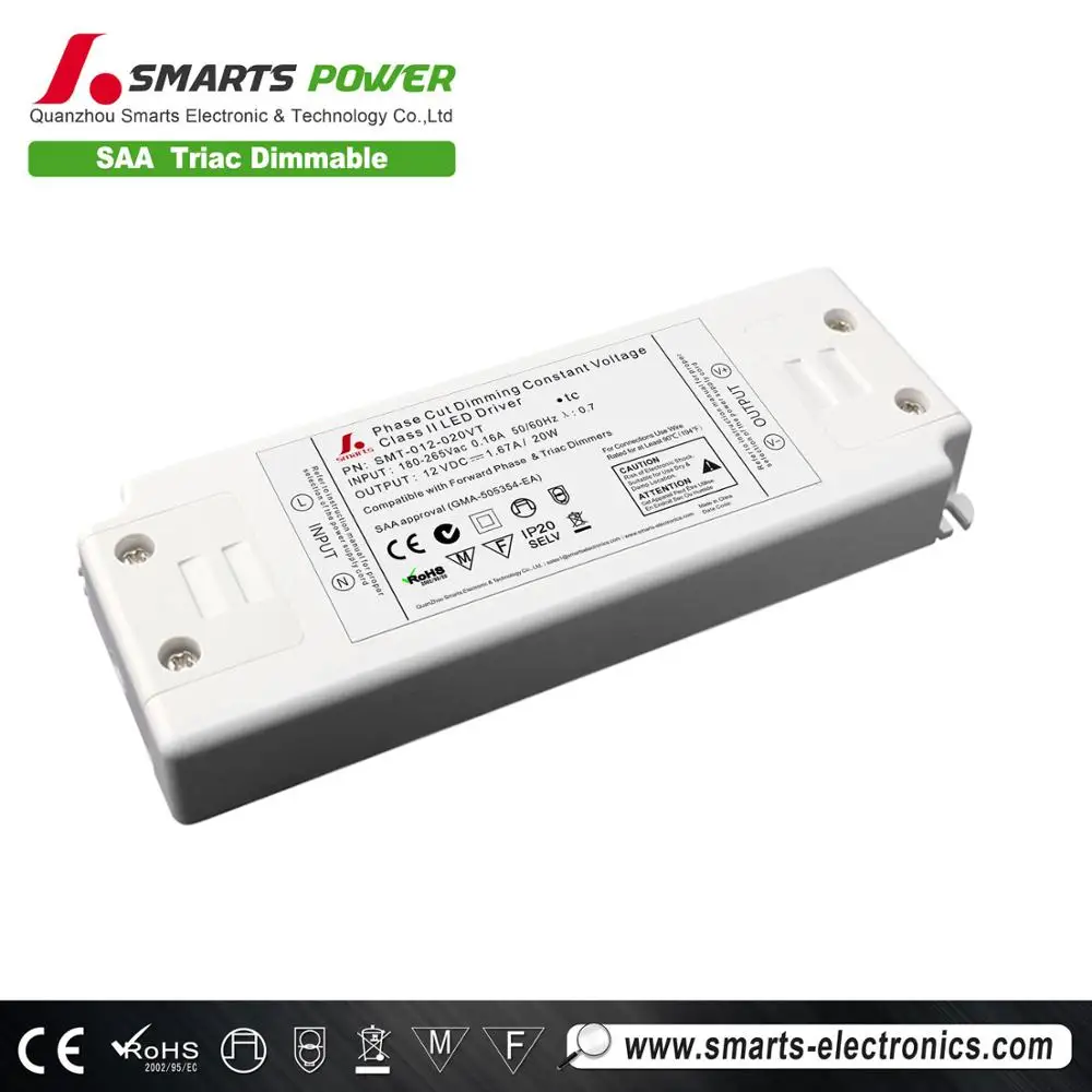 
class 2 thin dimmable led driver 20w for Chandeliers led light 12 volts 24 volt 