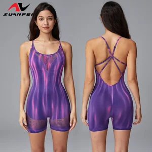2026 New Style in Purple Short Style High-Intensity Fitness Training Tight-Fitting Garment Yoga Suit Jumpsuit for Women