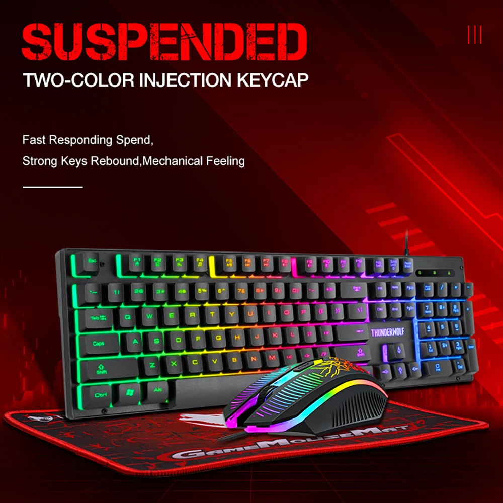 3 in 1 SET 104 Keys RGB USB Wired Gaming Keyboard and Mouse Combos With Mouse Pad aperçu 6