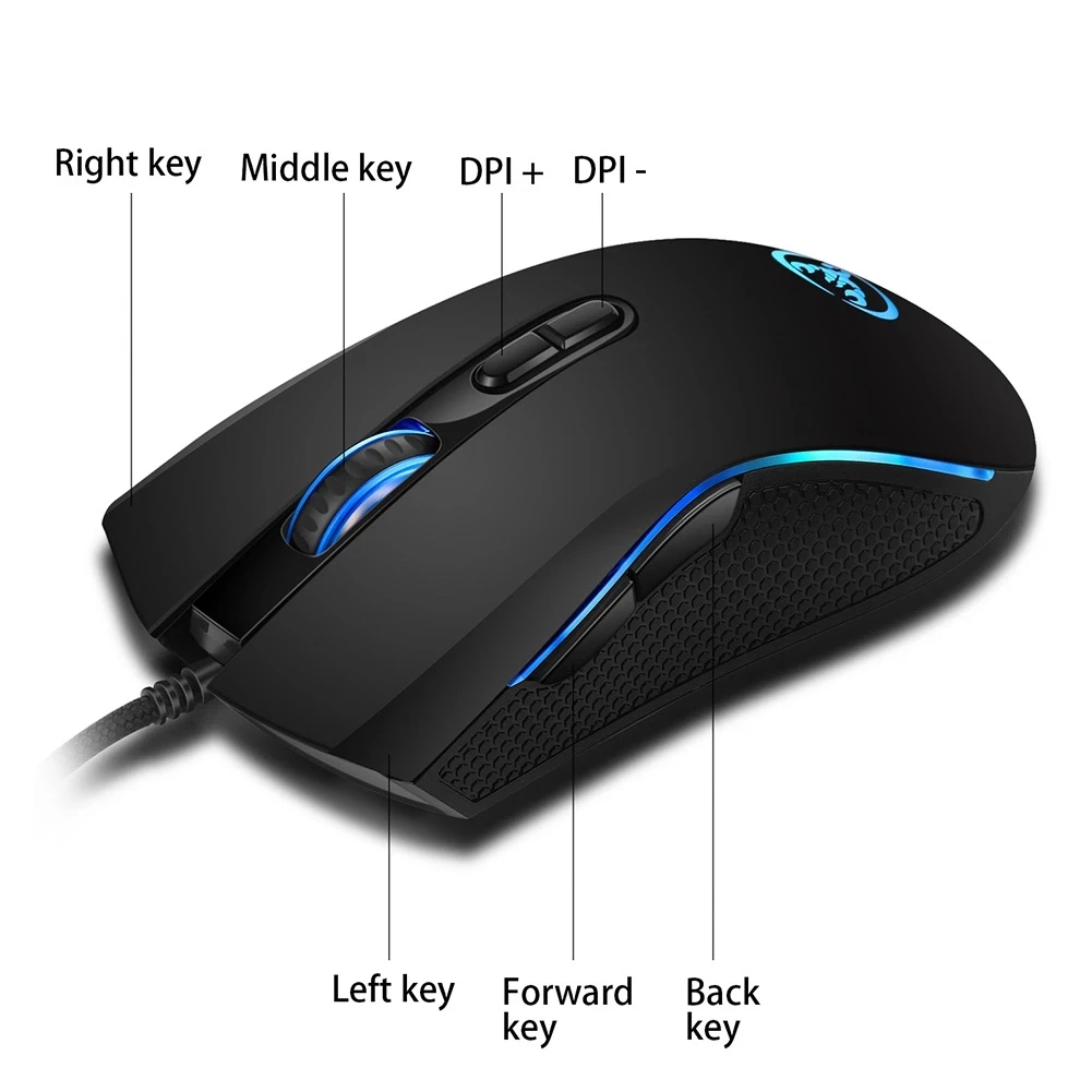 2020 Hot Selling A869 7 Colors Led Glowing Optical USB Wired Mouse Computer Accessories 7 Buttons Gaming Mouse For PC Laptop