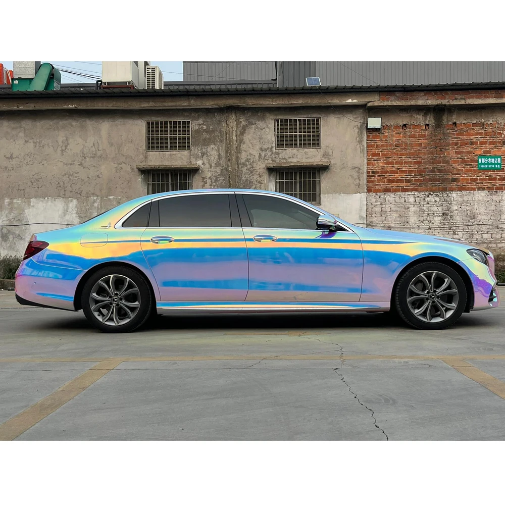 Chameleon Reflective Vinyl Car Wrap PET Chrome Hot Teal Pink Bubble-Free Film for Premium Custom Vehicle Wrapping