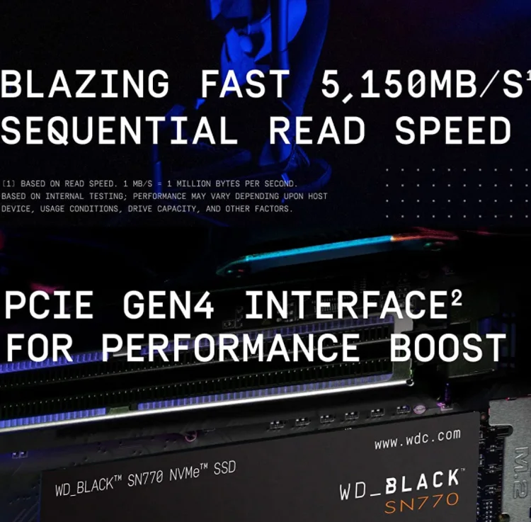 Western Digital Wd Black Sn770 2tb 1tb 500gb 250gb Nvme Internal Gaming Ssd  Solid State Drive Gen4 Pcie M.2 2280 Up To 5150 Mb/s - Buy Western Digital  Black Ssd,Wd Sn770,Wd Ssd