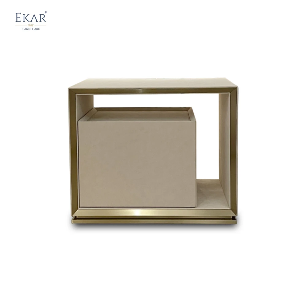 Modern champagne gold brushed bedside table furniture