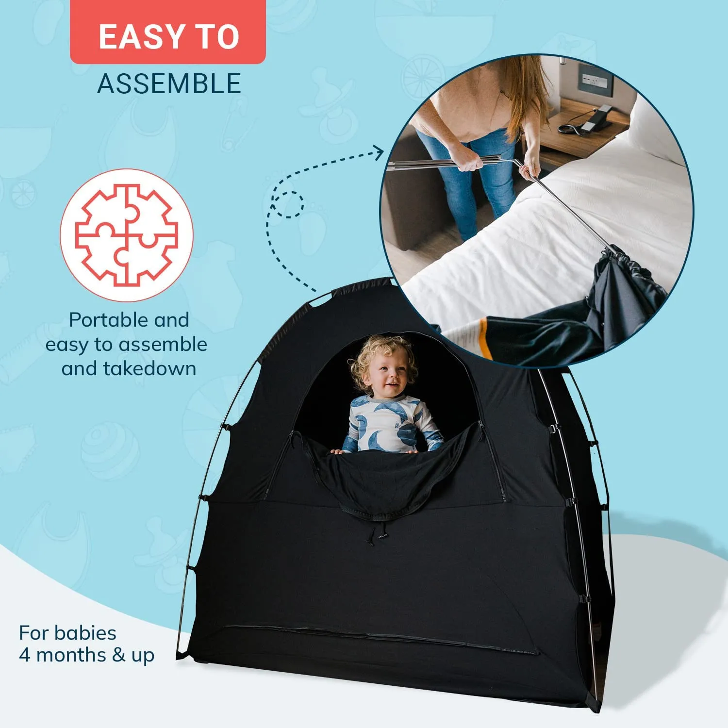 Blackout Crib Inflatable Tent Breathable Fabric Tents To Stop Baby From