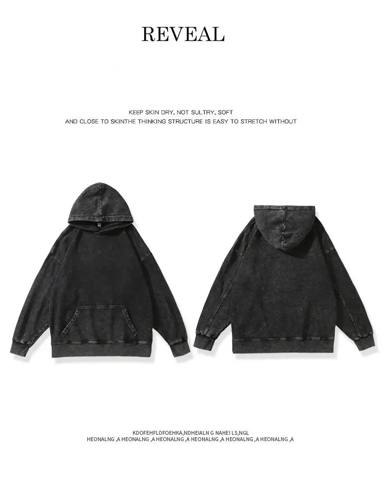 Heavyweight Cotton Cropped Distressed Patch Applique Embroidered Hoodie Custom Vintage Oversized