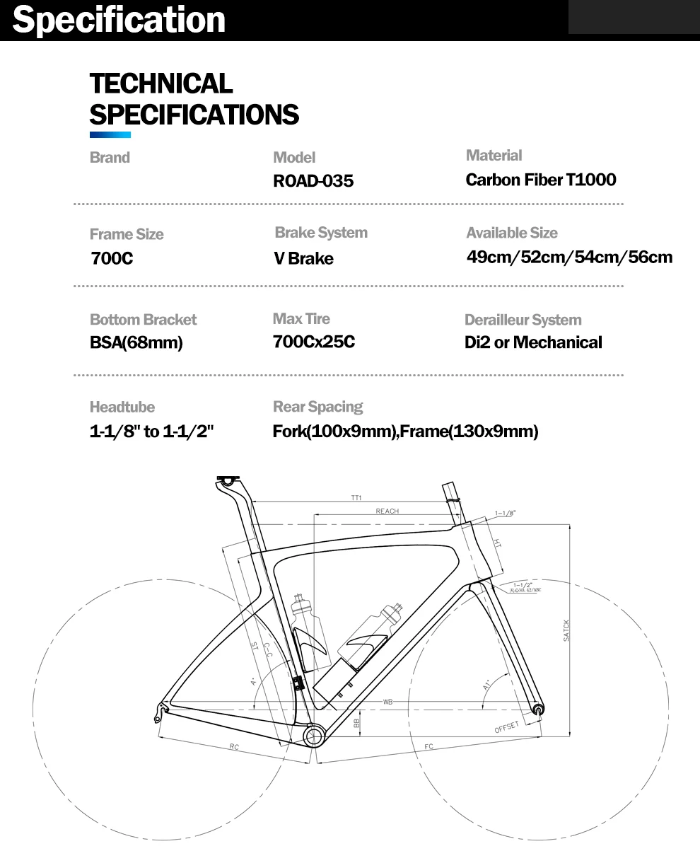 Spot now available T1000 carbon fiber road bike frame road bike frame