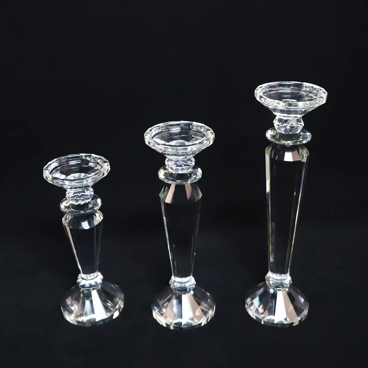 Christmas home decor bulk tall blown glass crystal taper candle holder small glass candle holders for home decoration