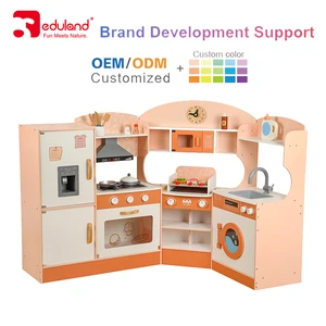 Kids Pretend Play Sound Light Refrigerator ToyWashing Machine Kids Toy Large Big Wooden Kitchen Toy for Children