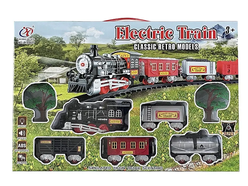 Jinming New Design Class Retro Toys Models Electric Rail Train Set with Music and Light