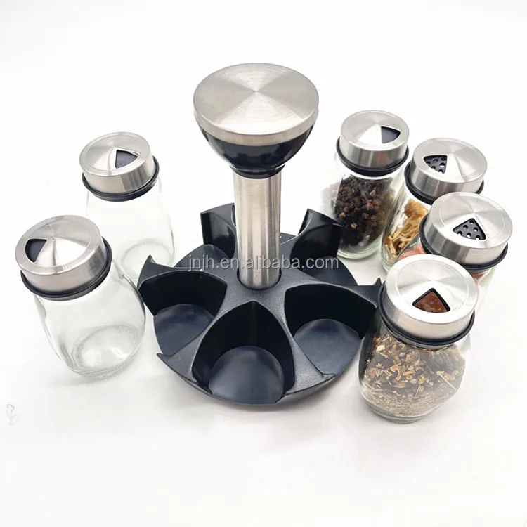 6 Pieces Set Revolving Spice Rack Rotating Herb and Spice Countertop Spice Organizer