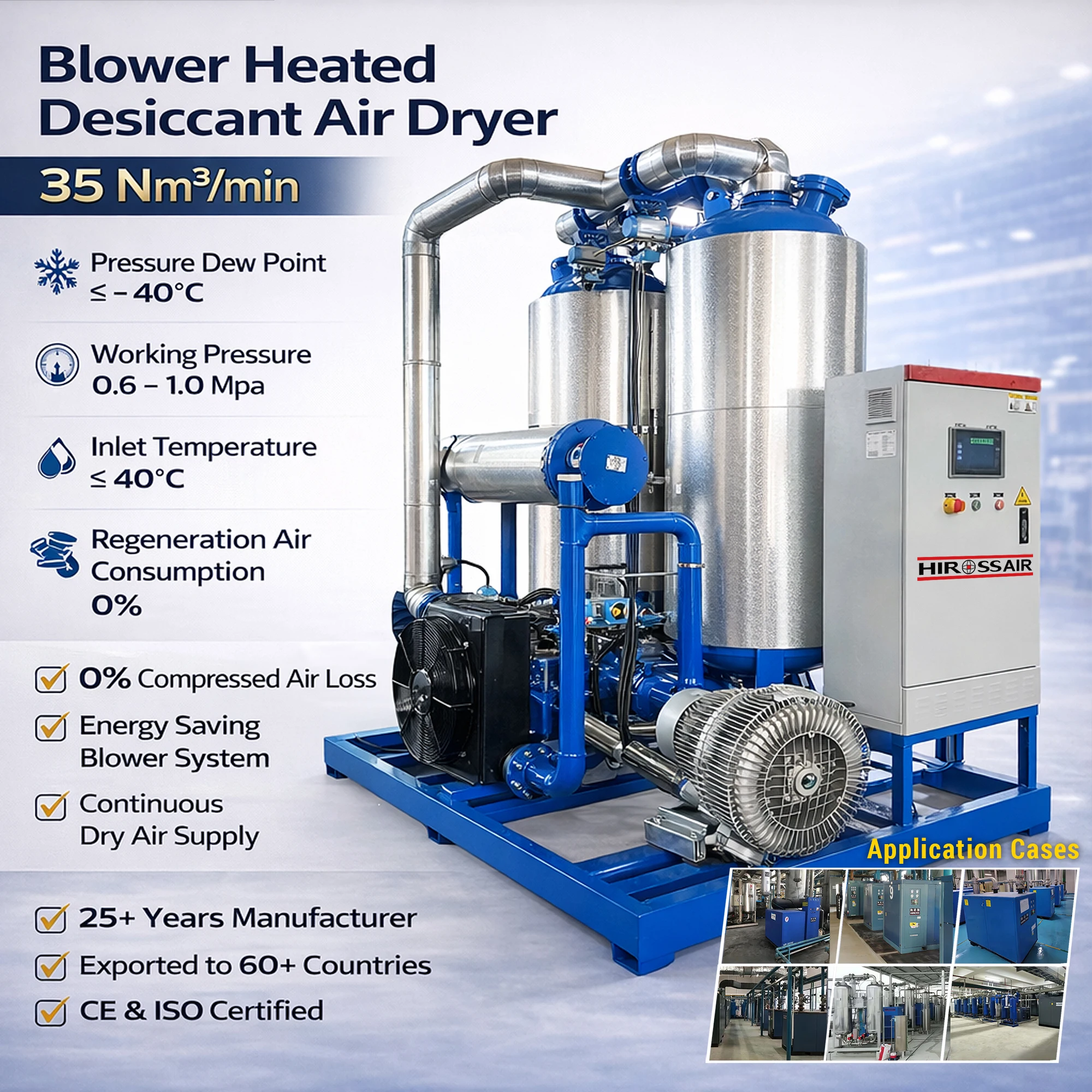 Energy Efficient Industrial 1236 CFM Blower Micro Absorption Manufacturer Compressed Air Micro Heat Regenerative Adsorption