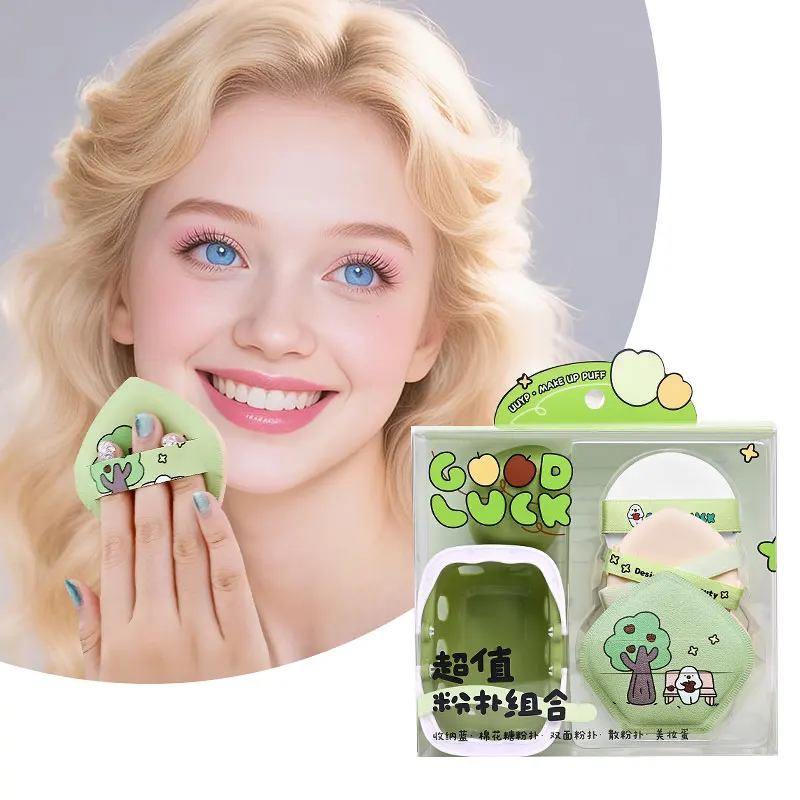 5Pcs Makeup Sponge Cosmetic Puffs Cute Facial Foundation Sponge Air Cushion Flocking Loose Powder Puff with Storage Box H7e603b9cb2924a3686c0507d7606a239F