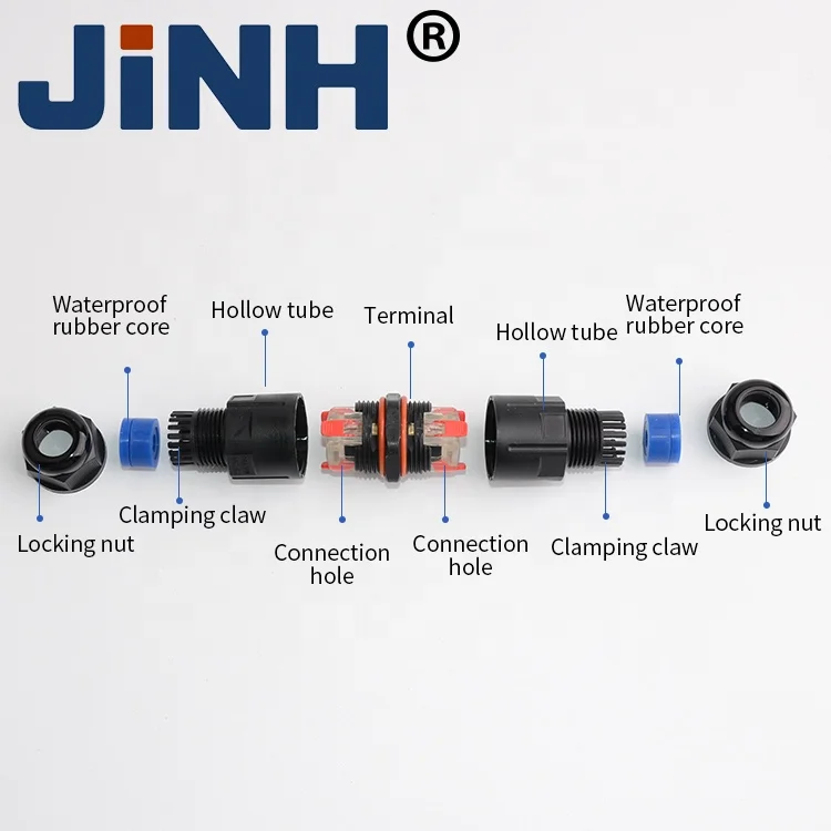 IP68 Waterproof Connector Push in Quick Connection Electric 3P Outdoor Waterproof Connector