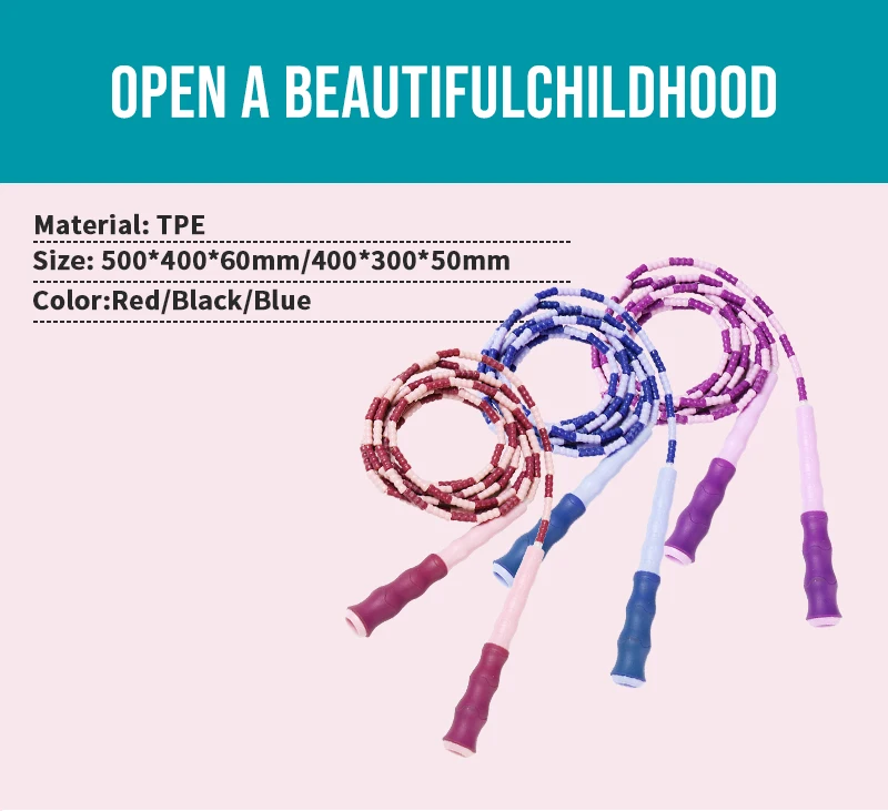 Adjustable Length Tanglefree Fitness Soft Beaded Skipping Rope Jump
