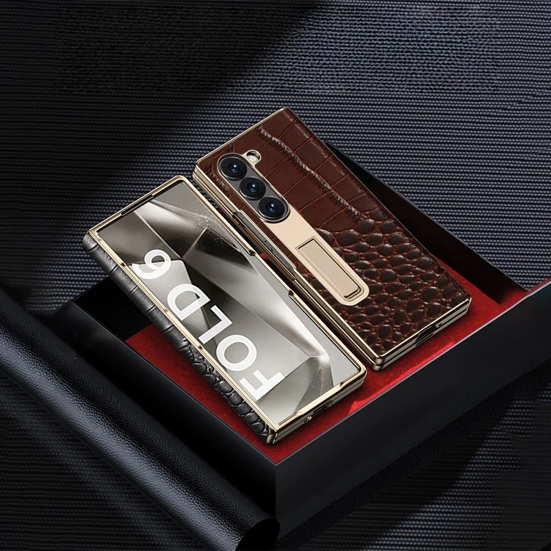For Samsung Z Fold 7 Phone case with High-end crocodile Pattern Hinge protection Cover Suitable for Samsung Z Fold 6 5 4 3