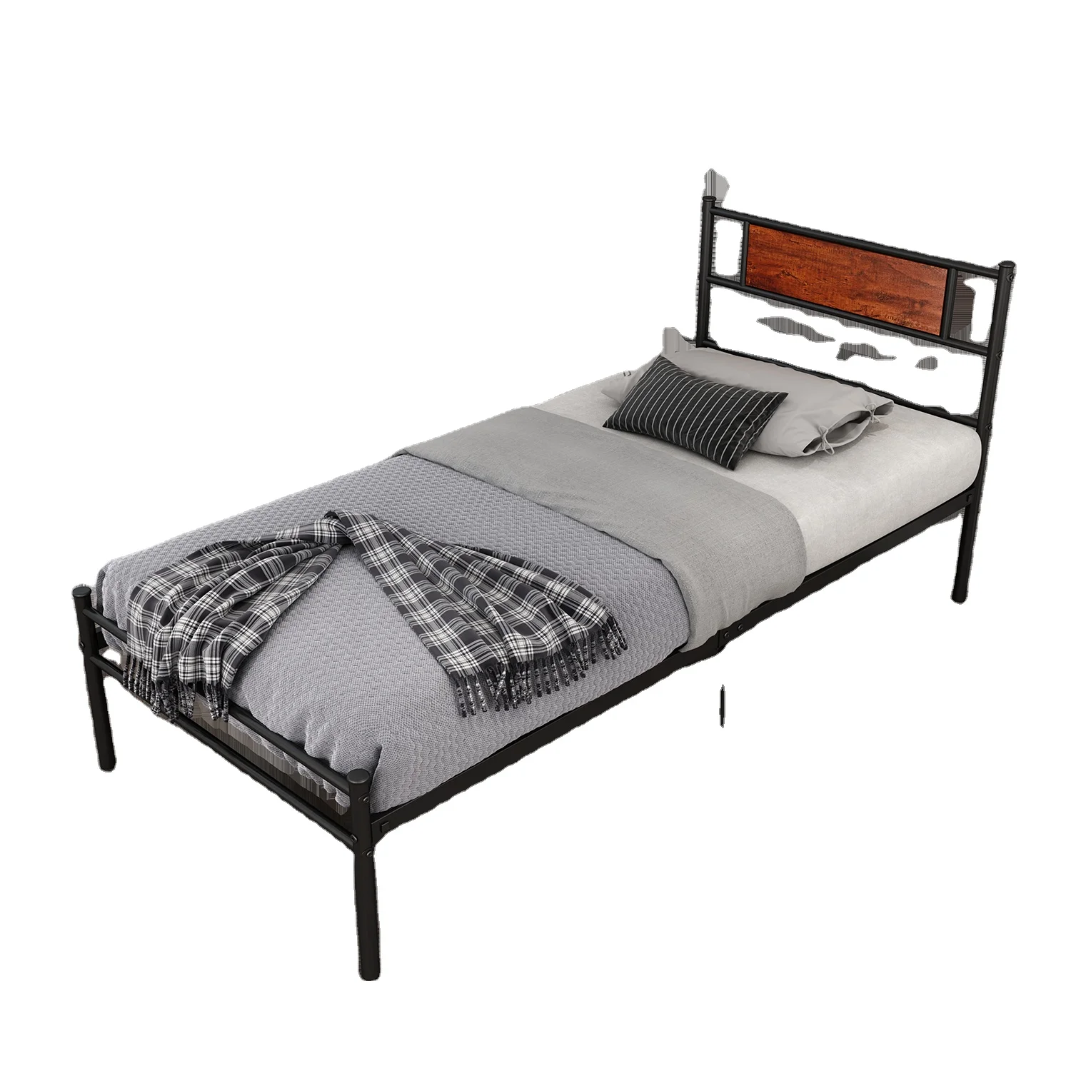 Eco Friendly Wood Metal Bedroom Furniture Single Twin Size Bed Metal Wood For Kids Guest Room Buy Bedroom Living Room Furniture Single Metal Bed Frame With Wood Headboard Simple Metal Bed Frame Product On