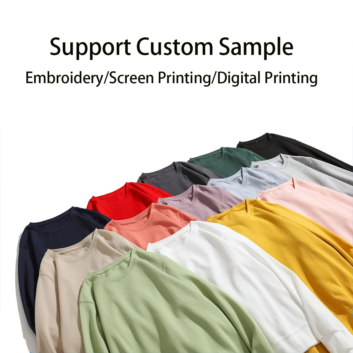 Custom 300gsm cotton terry unisex oversized crewneck sweatshirt men puffer printed sweatshirt hoodie