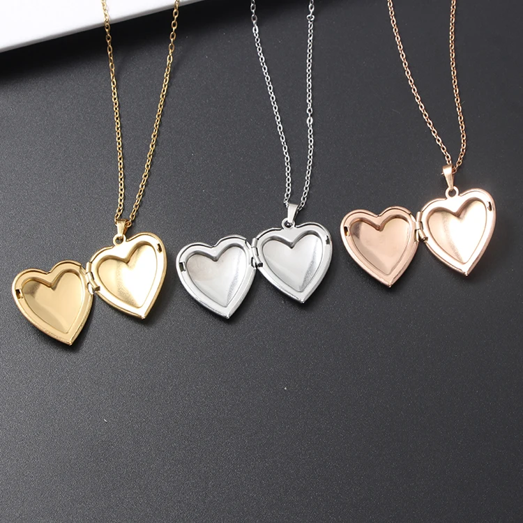 Heart Photo Locket Pendant Necklace