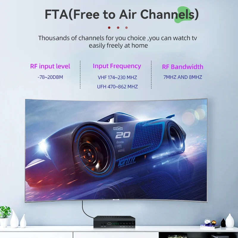 TDT TV Decoder DVB T2 H265 Digital TV Receiver Sacrt Out FTA 1080P Set Top Box