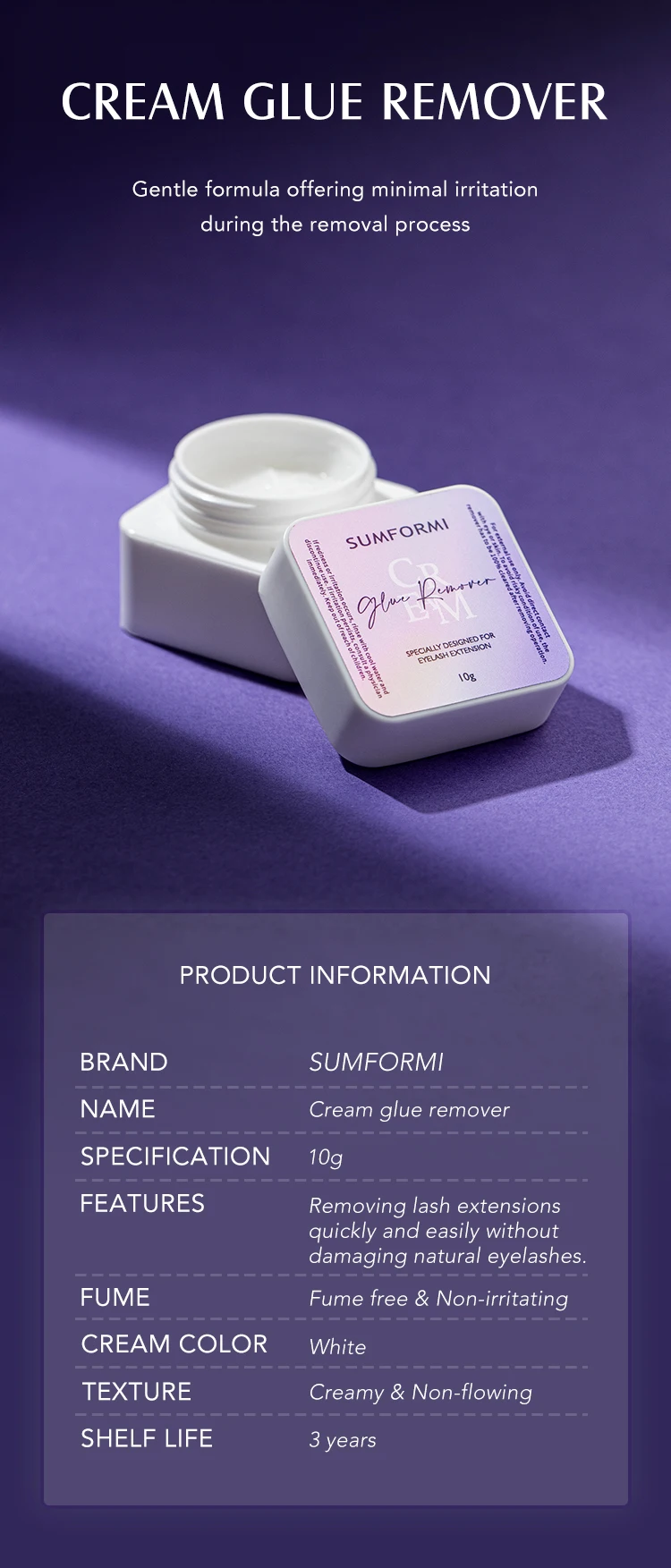 Sumformi Cream Remover For Professional Eyelash Extension Glue Remover