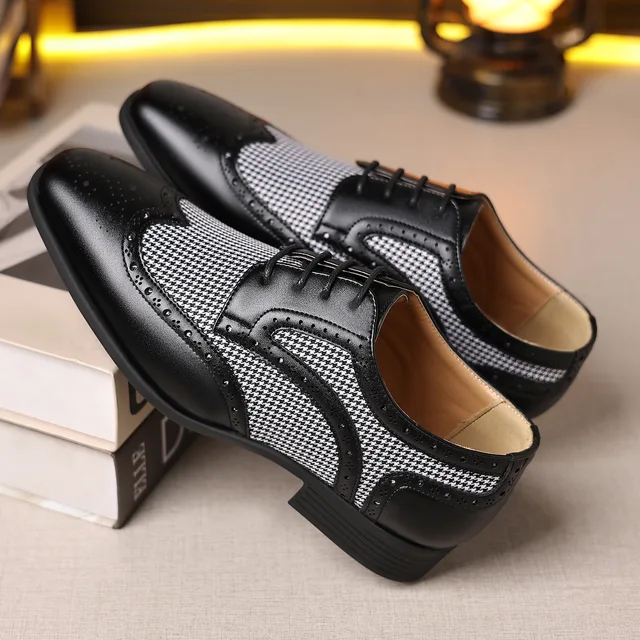 Men's Black Dress Shoes Genuine Leather Oxfords with Slip-On Closure Factory Direct