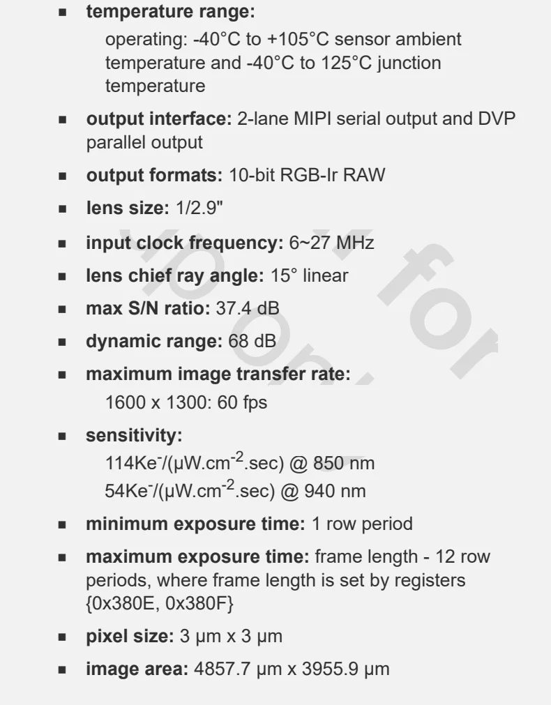DGZX MIPI 2MP HD NIR Global Shutter Camera Module插图2