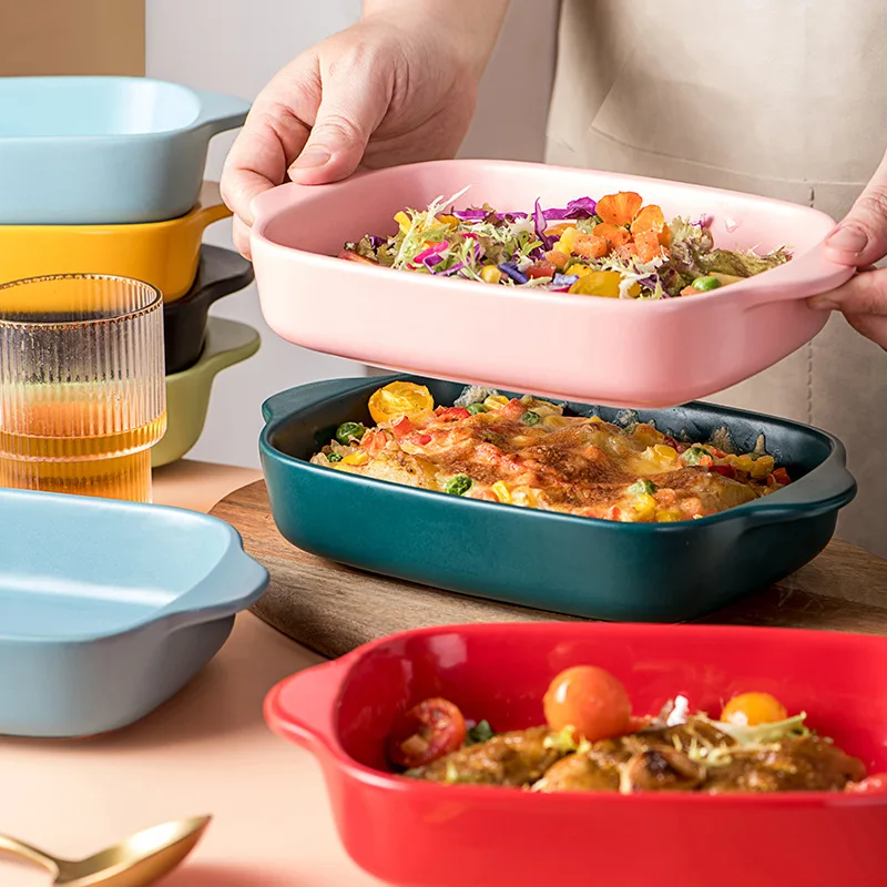 Ceramic Baking Pan Tray Rectangular Casserole Stoneware Baking