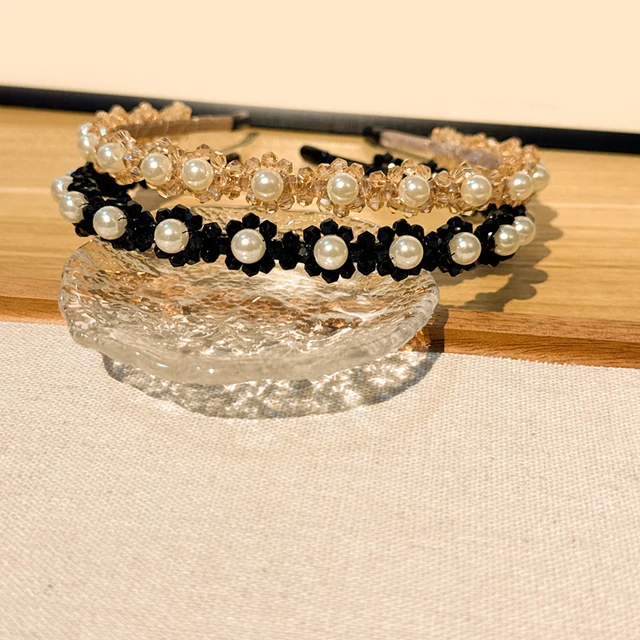 High-end Exquisite Hair Band Elegant Light Luxury Pearl Hair Hoop Retro Simple Crystal Headband