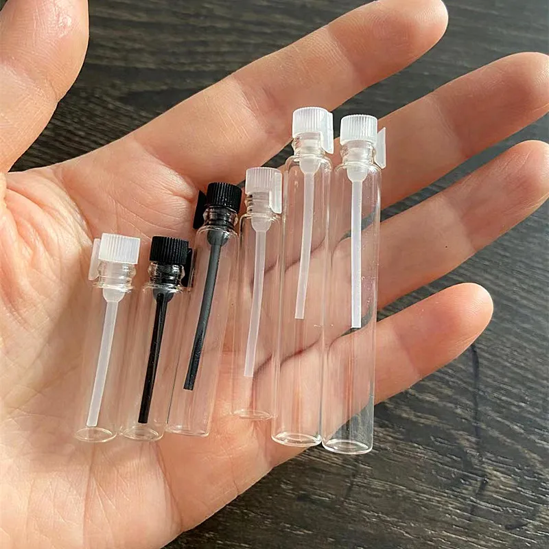 1ml 2ml 3ml Glass Mini Vial Sample Perfume Bottle Essential Oil Bottle Perfume Tube with Plastic Stopper
