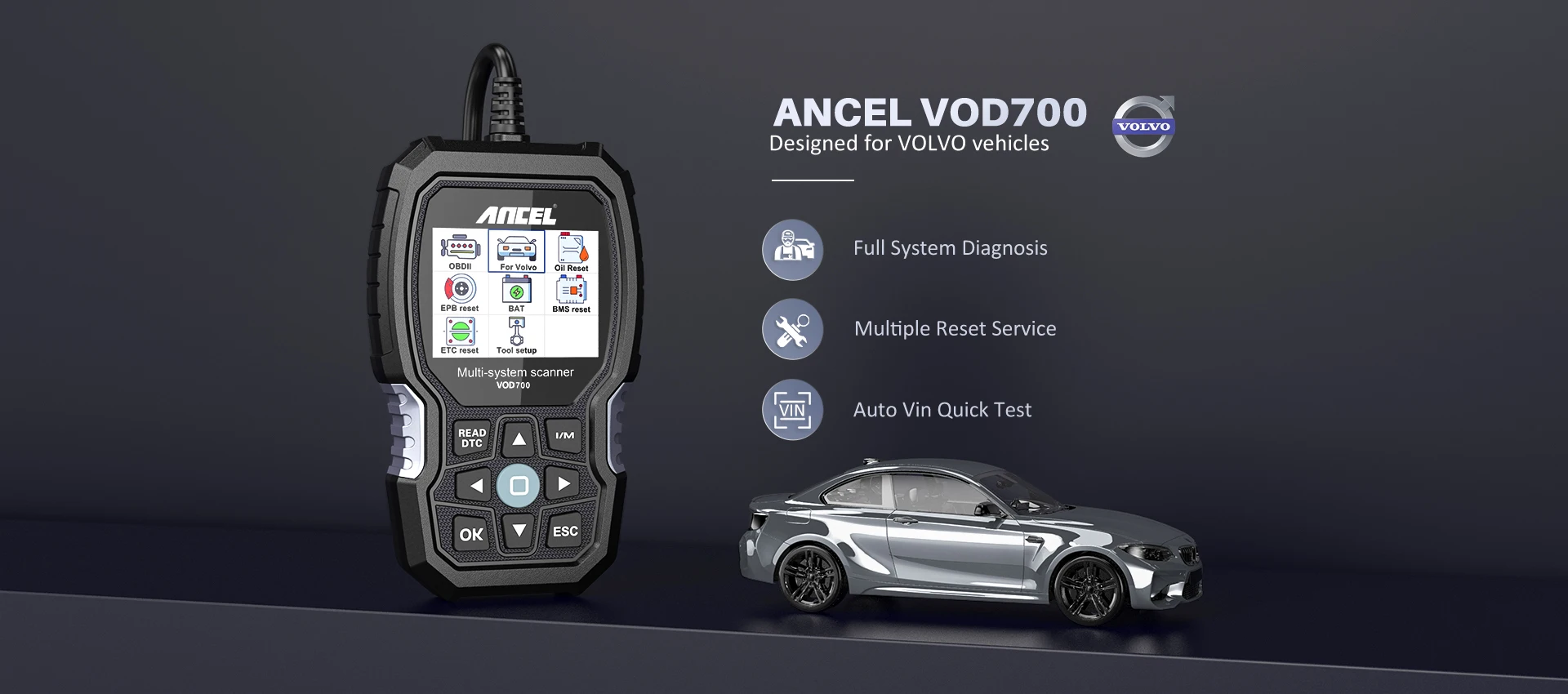 Ancel VOD700 Car Diagnostic Tools OBD2 Full System Oil ETC SRL BMS