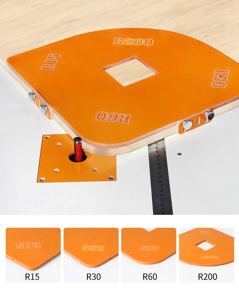 Woodworking Router Corner Radius Templates Jig R200 R60 R30 R15 R100 Arc Angle Corner Template Woodworking Tool