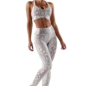 Custom Snakeskin Print Fitness Yoga Set | High Waist Seamless Leggings & Sports Bra | OEM Activewear
