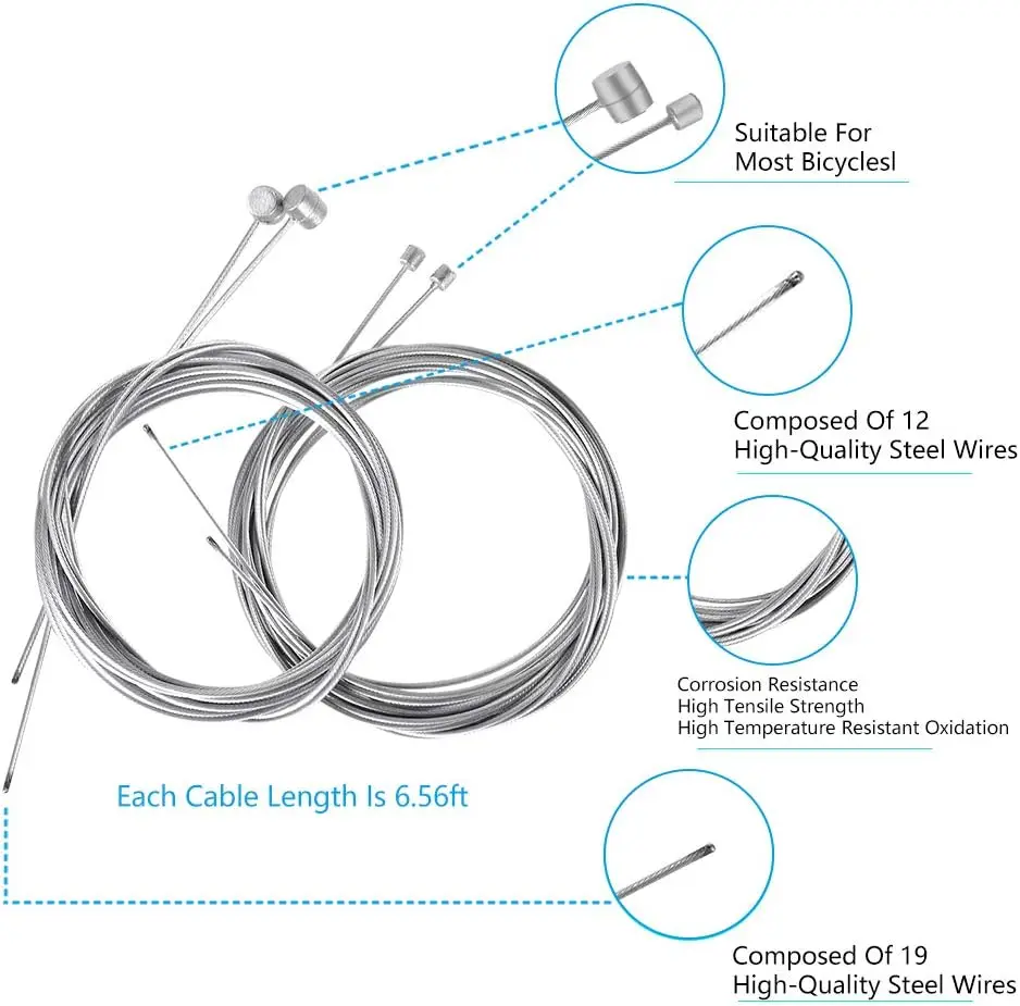 4PCS Bike Brake Cable Shifter Cable, Bicycle Gear Cable Wire for Mountain Bike, Bike Brake Wire Set for Universal Bike_1